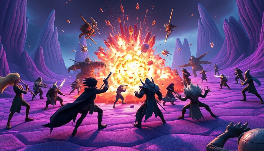Fantasy battle in purple terrain from Final Fantasy Tactics Remaster.