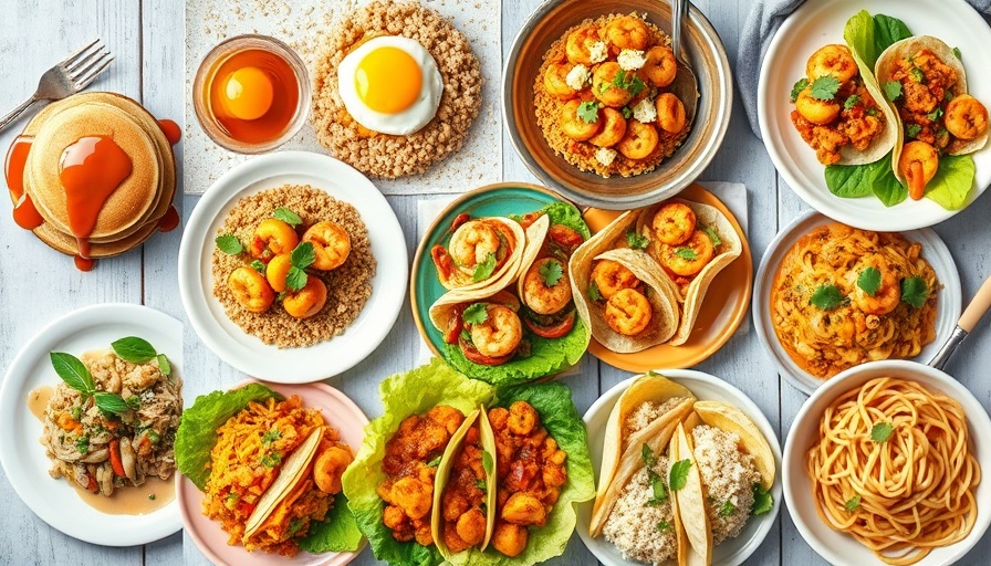 Bright collage of healthy meals highlighting a 7-day meal plan.