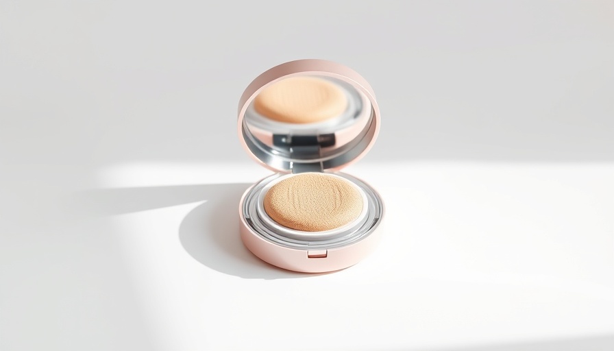 Sculpted By Aimee cream cushion foundation in an open pink compact.