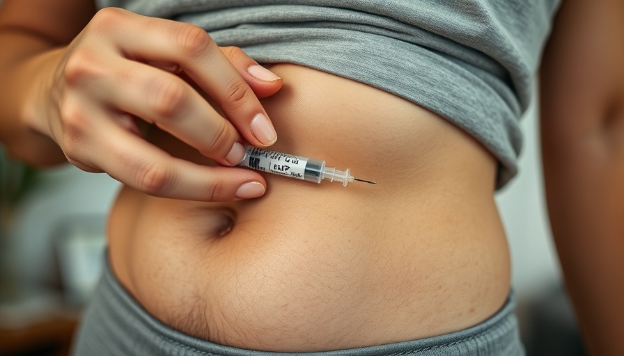 GLP-1 weight loss injection administration close-up in neutral setting.