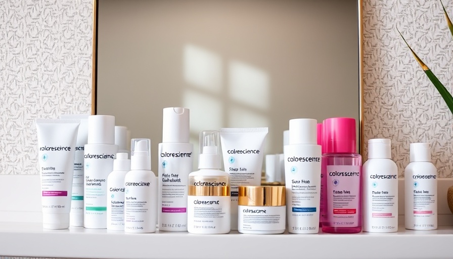 Colorescience skincare products displayed on a shelf.