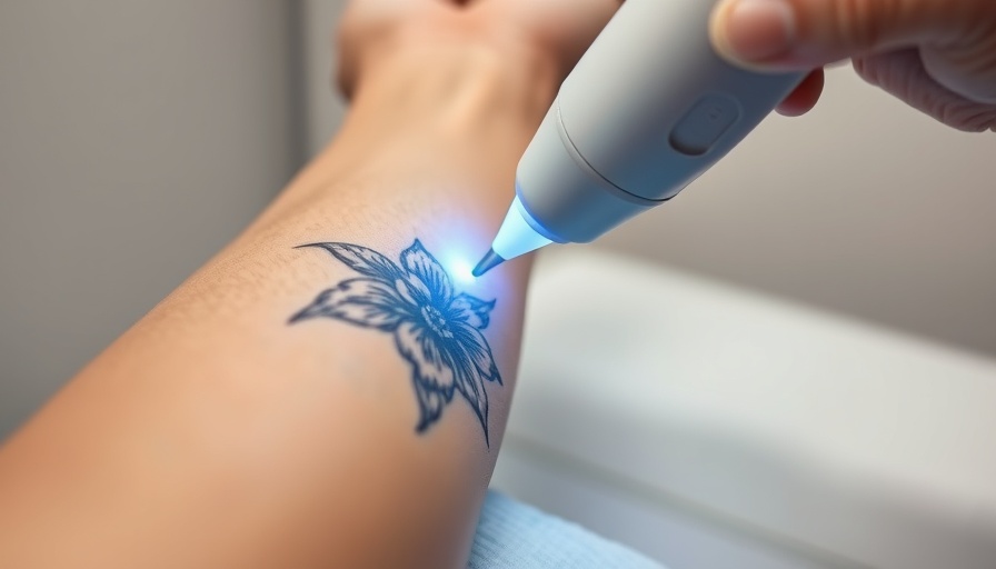 Close-up of laser tattoo removal on arm with floral design.