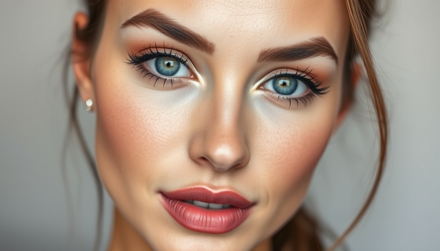 Close-up of a woman's face with full-face permanent makeup.