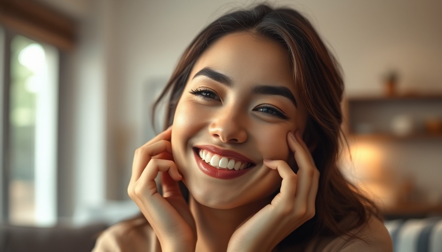 Smiling woman indoors after IPL photo facial treatment.