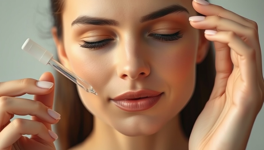 Young woman applying serum for skin care, radiant complexion.