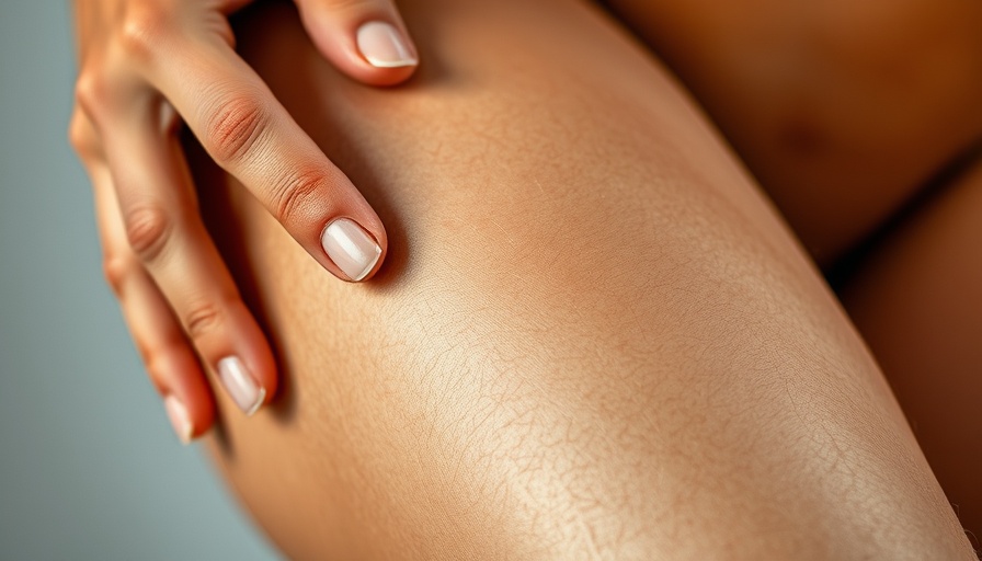 Close-up of thigh with stretch marks, focus on skin texture.