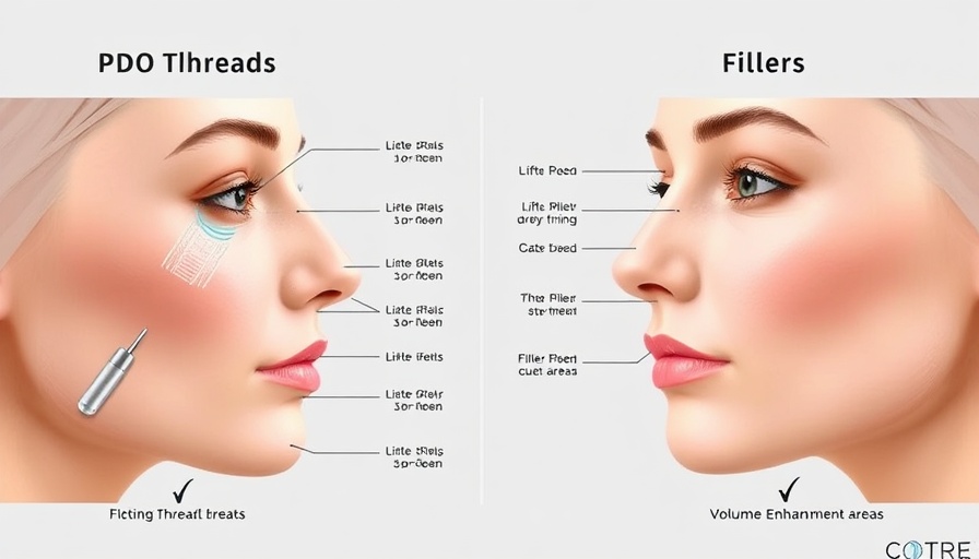 Diagram comparing PDO threads vs fillers for facial rejuvenation.