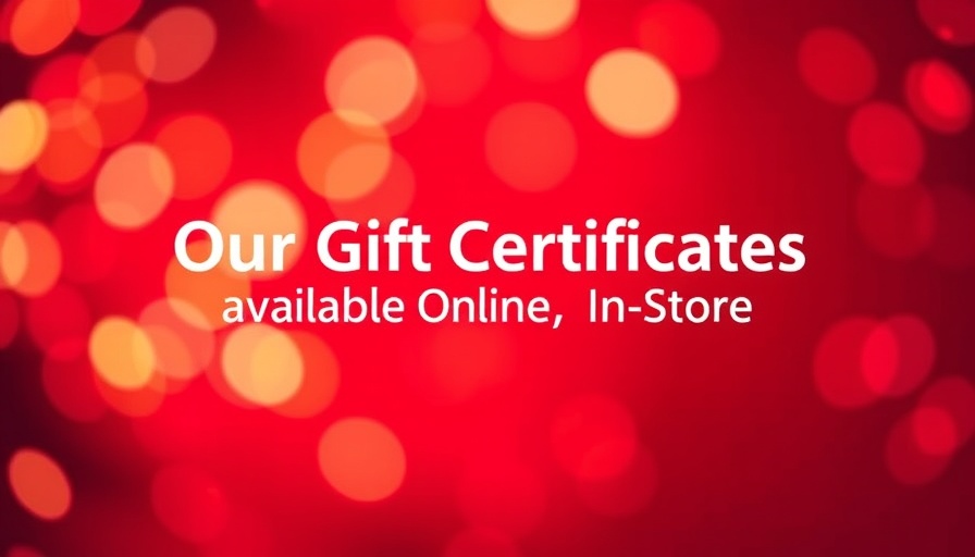 Festive red background with gift certificate text.