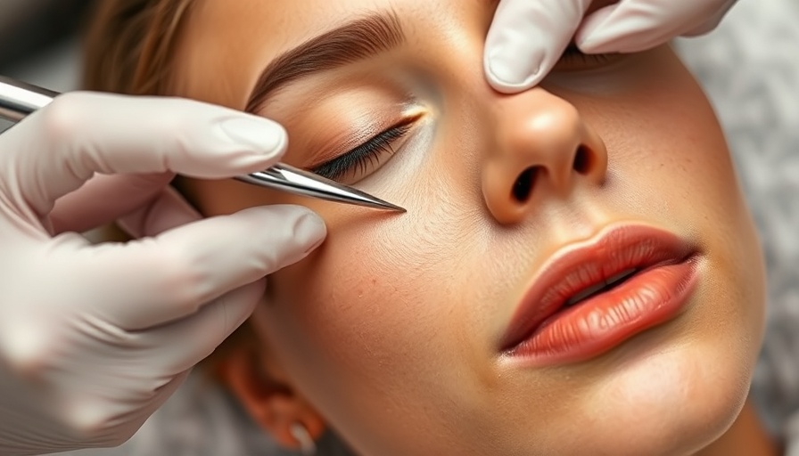 Close-up of the benefits of dermaplaning being performed on a woman's face.