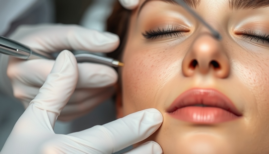 Microneedling treatment for acne scars close-up, serene expression.