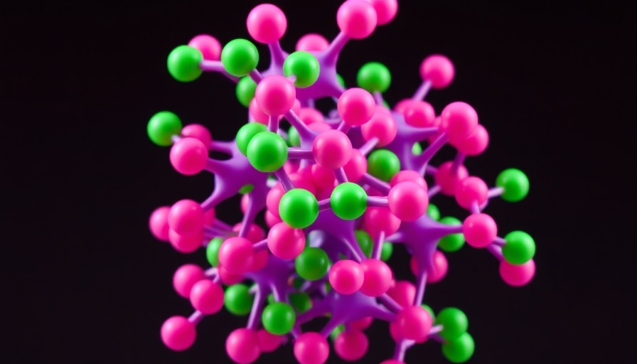 Vibrant 3D molecular model illustrating compound structure.