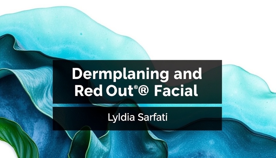 Dermaplaning & Hydra 4 Red-Out® Facial virtual class flyer with abstract seaweed design.