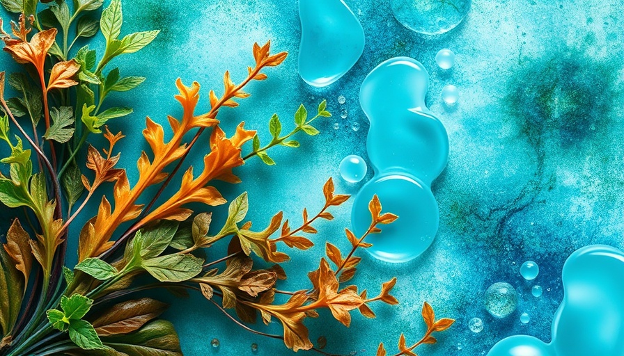 Abstract collage of seaweed and water textures for compromised skin wellness.