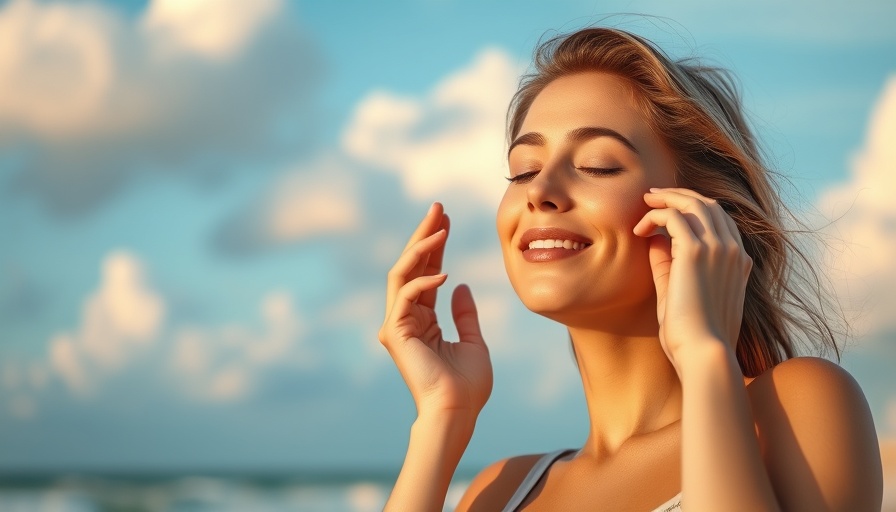 Love-at-First-Swipe Sunscreens: Woman applying sunscreen on a sunny beach.