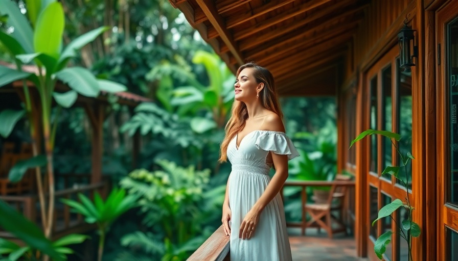 Emotional Wellness Retreat in St. Lucia: Woman on a balcony surrounded by nature.