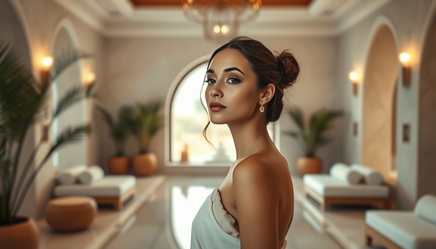 Elegant woman in spa, serene in Moroccan bath setting.