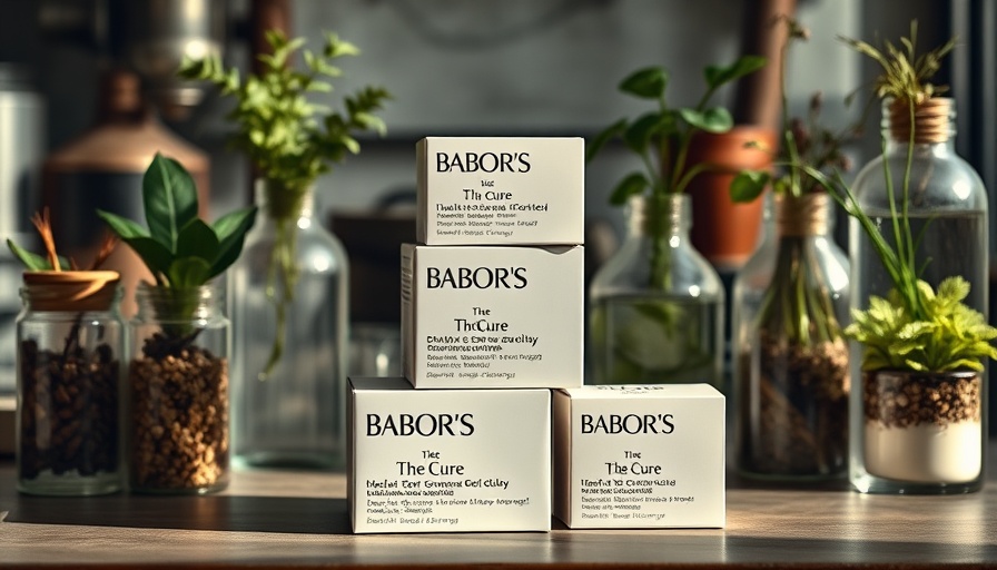 Babor’s The Cure Cream boxes with herbal plant backdrop.