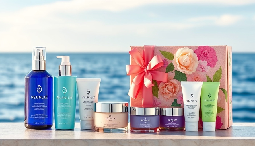 Gift of relaxation with skincare sets by the ocean.