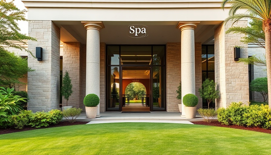 Master Spas innovation and wellness facility entrance with logo.