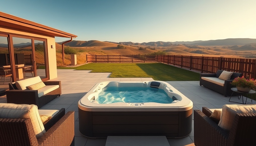 Luxurious dream backyard with jacuzzi and scenic hills