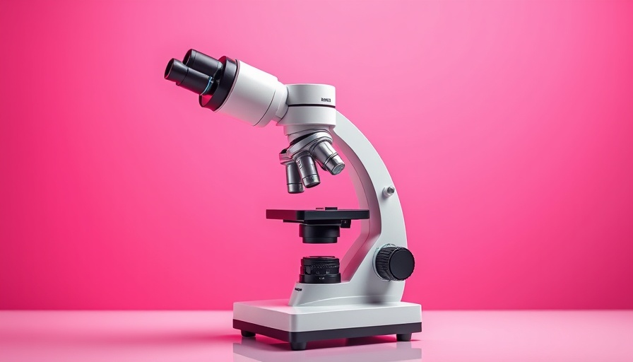Modern microscope on pink background for skin health research.