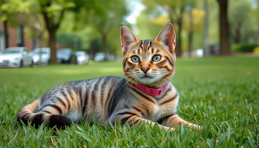 Tabs the Cat Makeup and Beauty Blog Mascot lounging on grass.