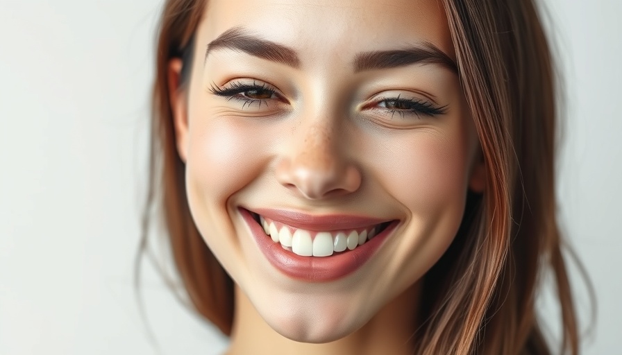 Radiant skin tightening effect on young woman's face, smiling.