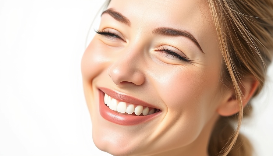 Cheerful woman showcasing smooth, tightened skin after microneedling.