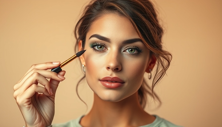 Woman using eye shadow sticks to apply makeup, focused expression.
