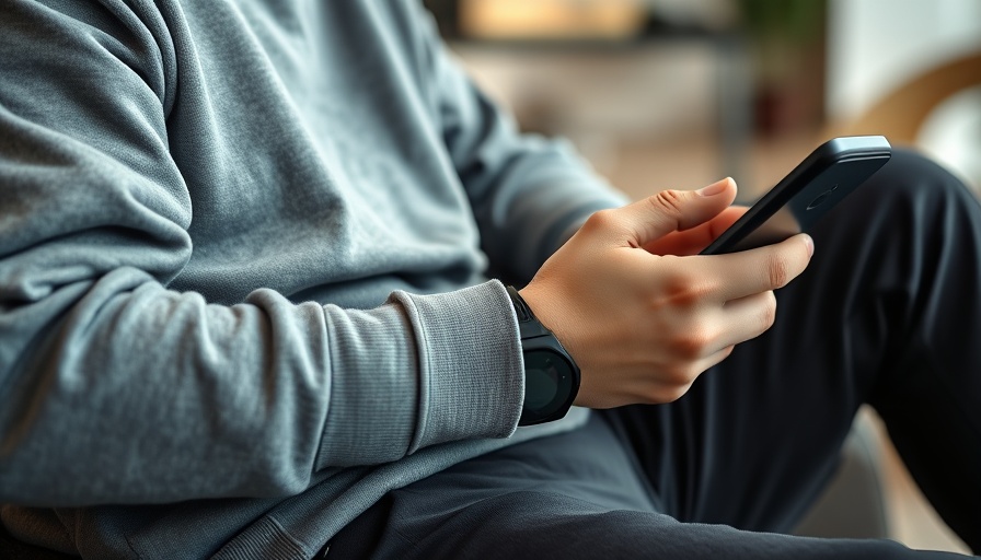Person using smartphone, close-up view on hands and watch, casual setting