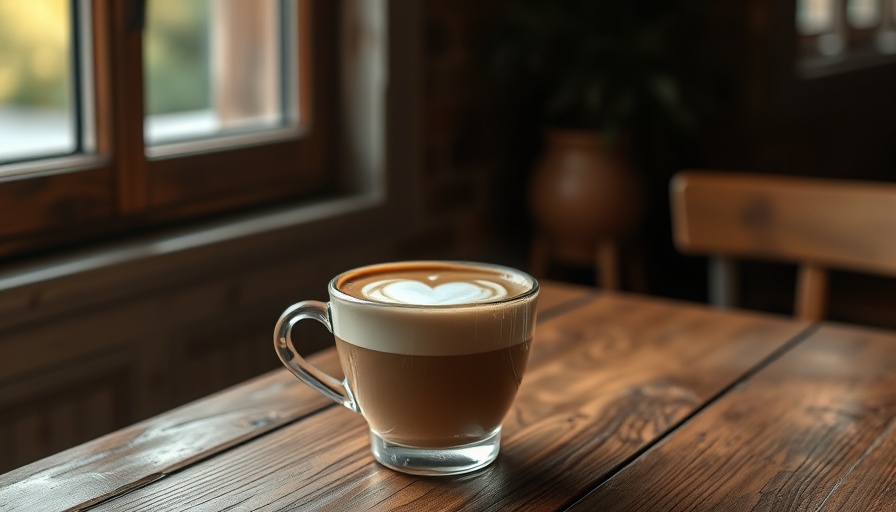 Warm latte with heart froth art symbolizing self-care and mindset.