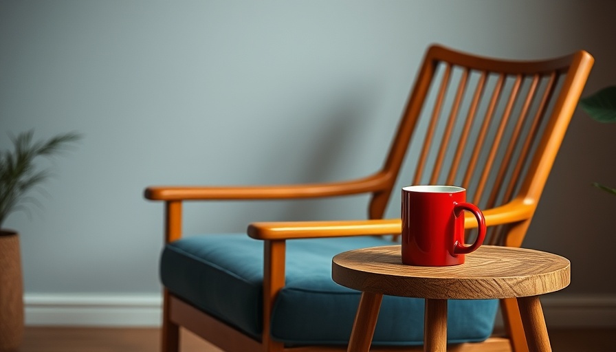 Cozy living room with red mug promoting a self-care mindset.