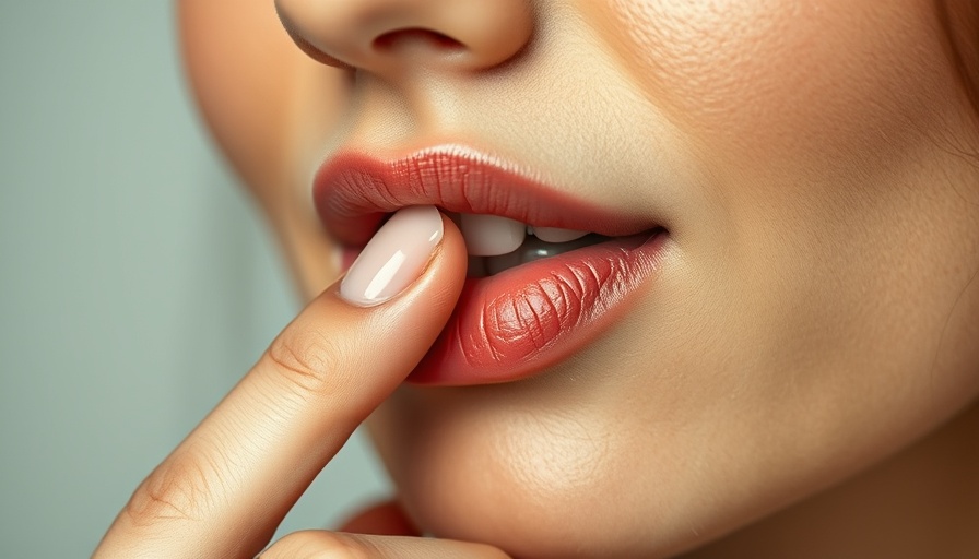 Close-up of lips with gentle touch, illustrating Botox Lip Flip Side Effects.