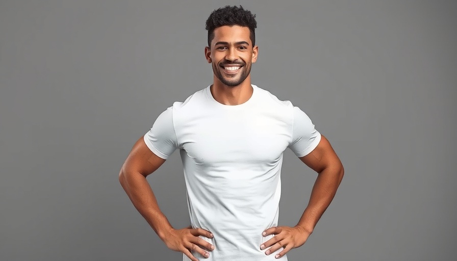 Confident man in white t-shirt representing CoolSculpting for men.