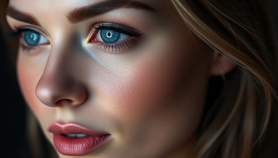 Close-up of a woman with full-face permanent makeup, highlighting brows and lips.