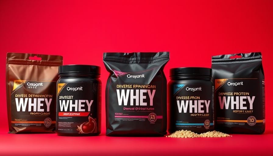 Selection of premium whey protein powders 2025 against red backdrop.