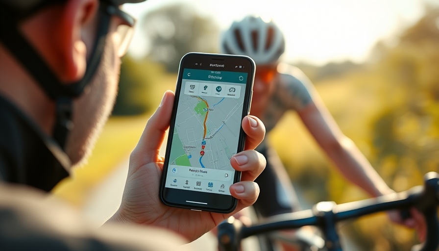 Cyclist using GPS app for distance workout.