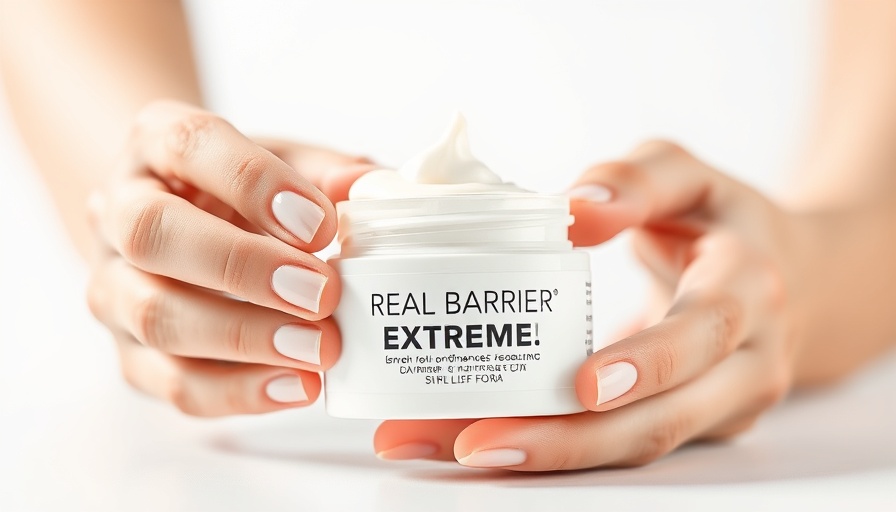 Hands applying Next Level Barrier Repair Skincare cream from a jar.