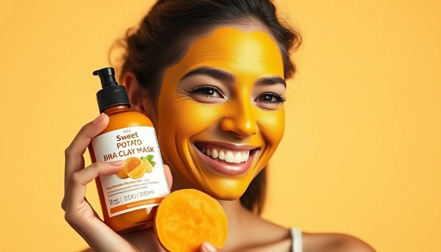 Cheerful woman applying Sweet Potato BHA Clay Mask