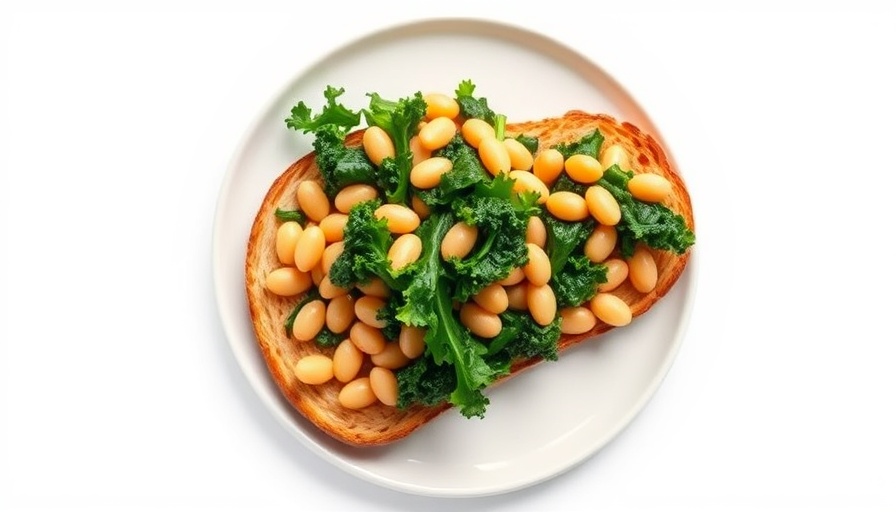 Miso Butter Beans and Greens on toast, minimalist presentation.