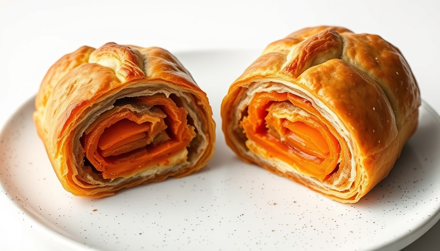 Vegan Wellington with carrots and lentils on a white speckled plate.