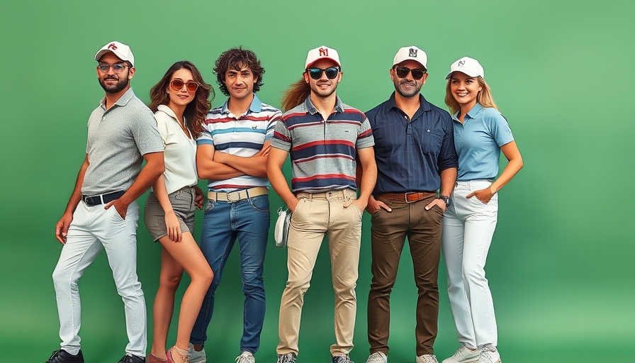Malbon x Gap golf collaboration fashion shoot showcasing stylish golf attire.