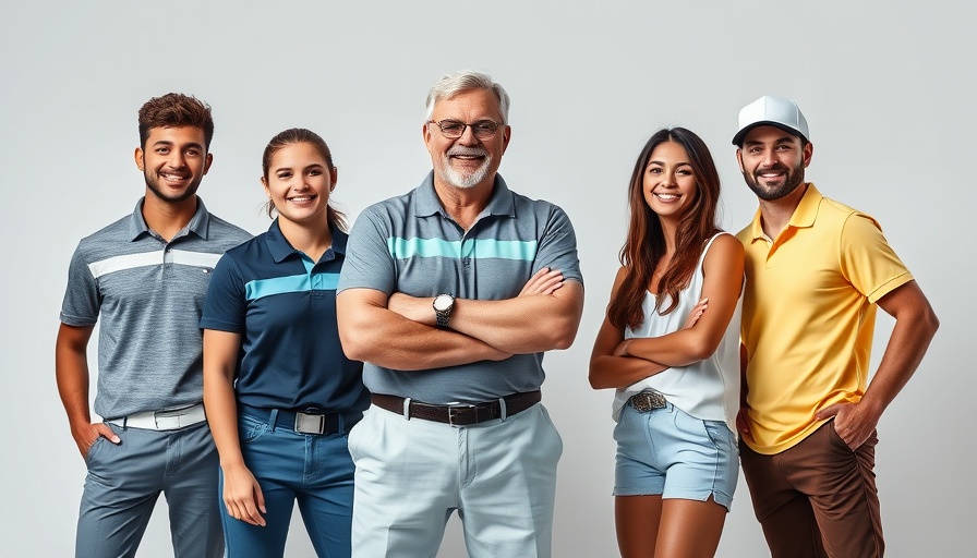 Gap x Malbon golf collaboration: stylish group portrait in modern golf attire.