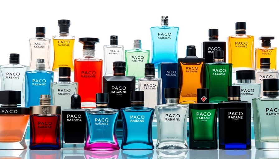 Assorted Paco Rabanne colognes on white surface.