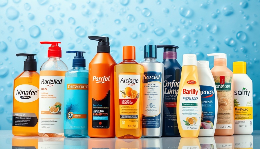 Assorted best shampoos for men with bubble background.