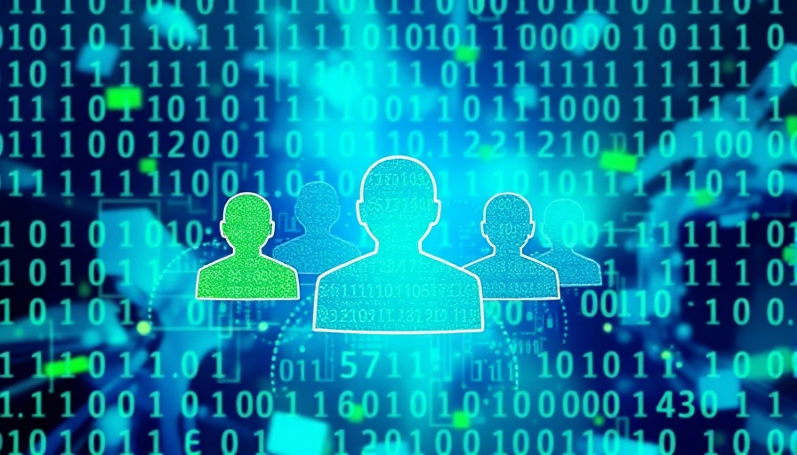 Abstract image of binary numbers and user icons relating to Google account data.