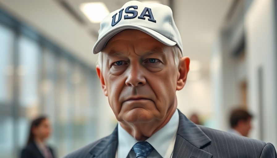 Man in USA cap and suit, serious indoors look, Trump Musk feud government power.