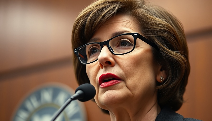 Woman with glasses speaking in a government setting, tax policy discussion.