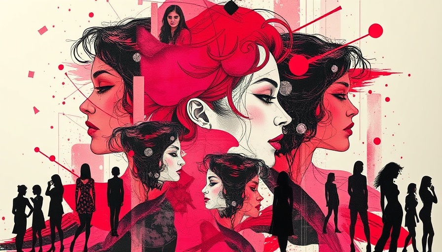 The impact of pop culture on millennial women depicted in abstract collage.