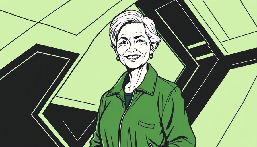 Illustrative portrait of a woman representing Sally Ride Legacy, in a futuristic setting.